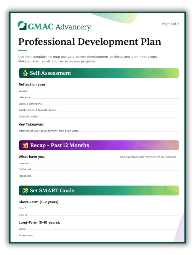 GMAC Advancery Professional Development Plan